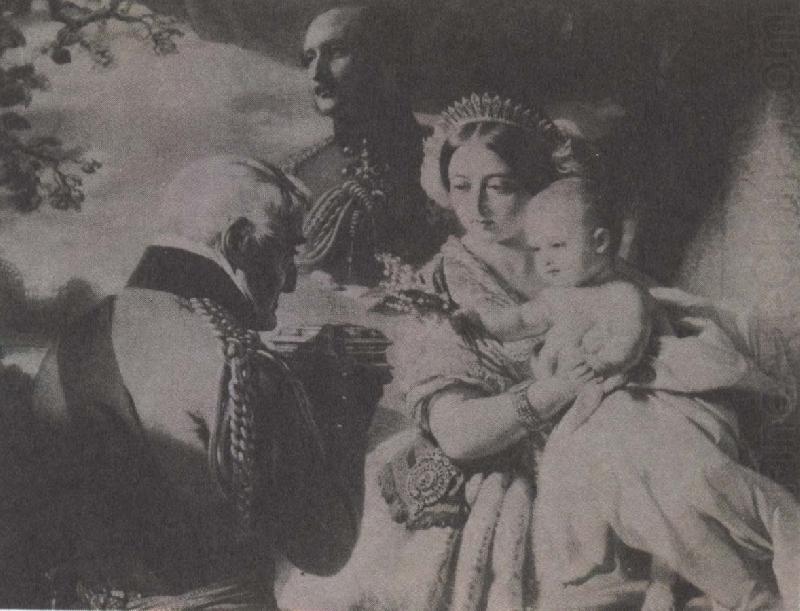 drottning victoria och prins albert med sitt barn prins arthur 1851, unknow artist